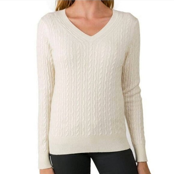 Tommy Hilfiger 100٪ Pima Cotton V Neck Cable Knit Pullover- Size M - Picture 1 of 15